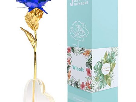 Wisolt Regalo Dia De La Madre Rosa de Oro 24K Flor Rosa Eterna Regalos Originales para Mujer Novia Esposas Amiga en el día de San Valentin Cumpleaños Aniversarios de Boda Navidad(Azul), Reacondicionado For Sale